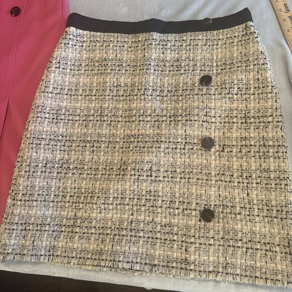 Ann Taylor Pencil Skirt Lot Of 2 Sz 10 Tweed & Hot Pink Career A-line Old Money - Picture 2 of 11